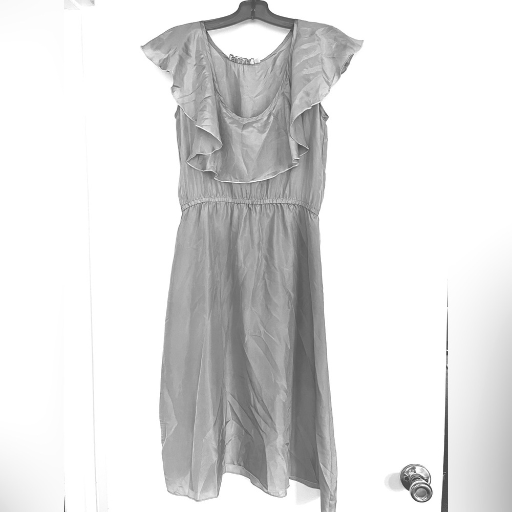 Silk Gray Ruffle flutter Dress by Sunner 🦋